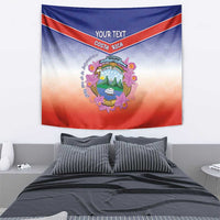Personalized Costa Rica Independence Day Tapestry Coat Of Arms With Purple Guaria Morada Orchid - Wonder Print Shop