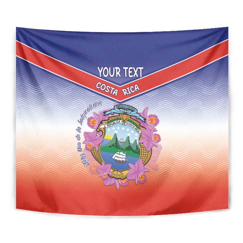 Personalized Costa Rica Independence Day Tapestry Coat Of Arms With Purple Guaria Morada Orchid - Wonder Print Shop