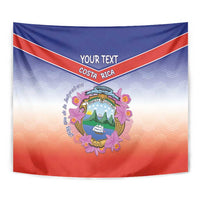 Personalized Costa Rica Independence Day Tapestry Coat Of Arms With Purple Guaria Morada Orchid - Wonder Print Shop