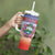 Personalized Costa Rica Independence Day Tumbler With Handle Coat Of Arms With Purple Guaria Morada Orchid - Wonder Print Shop