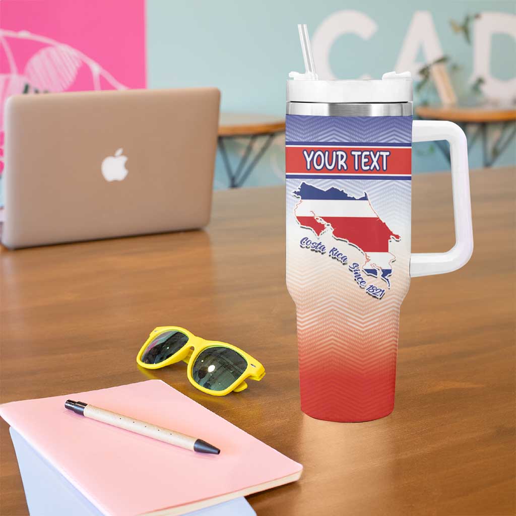 Personalized Costa Rica Independence Day Tumbler With Handle Coat Of Arms With Purple Guaria Morada Orchid - Wonder Print Shop