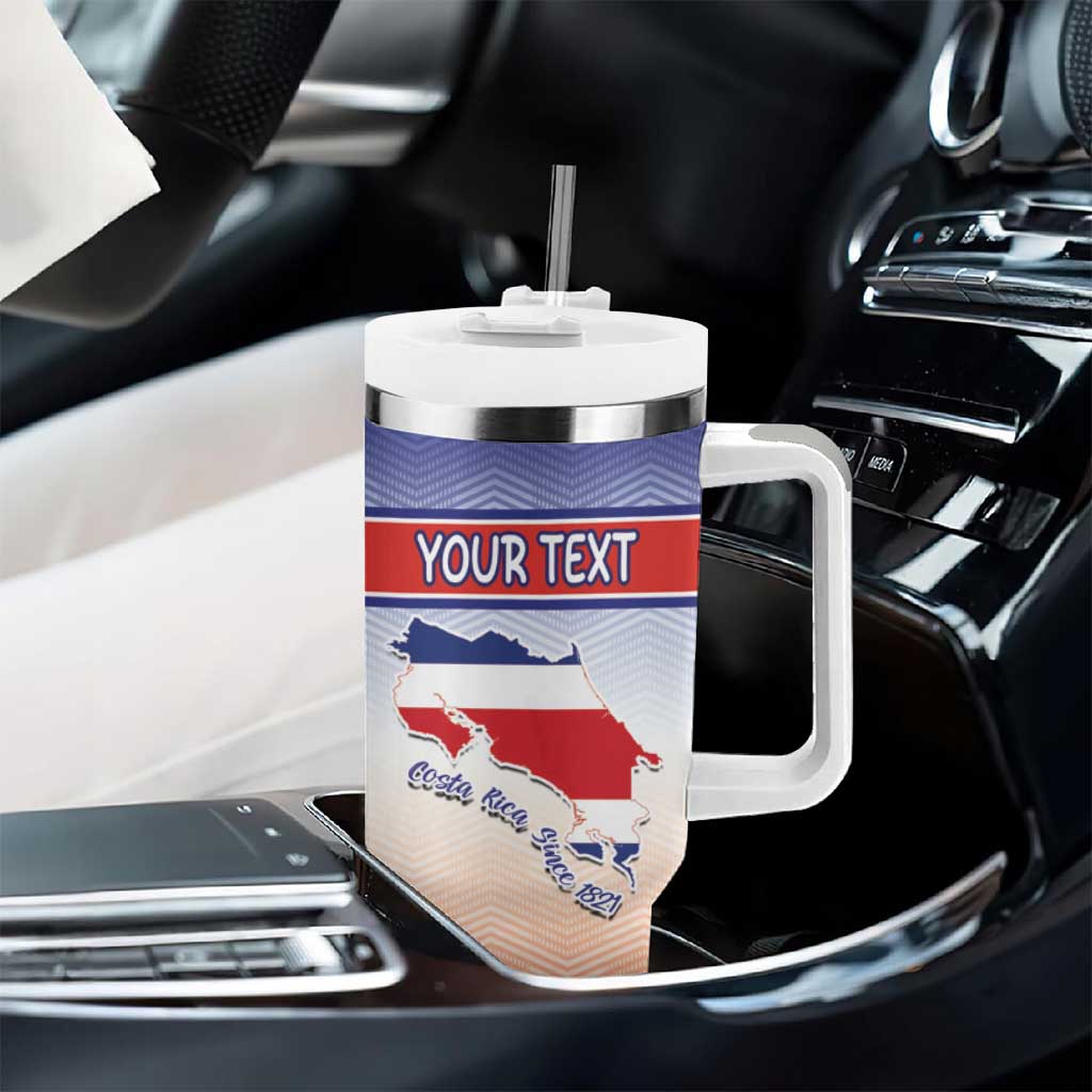 Personalized Costa Rica Independence Day Tumbler With Handle Coat Of Arms With Purple Guaria Morada Orchid - Wonder Print Shop