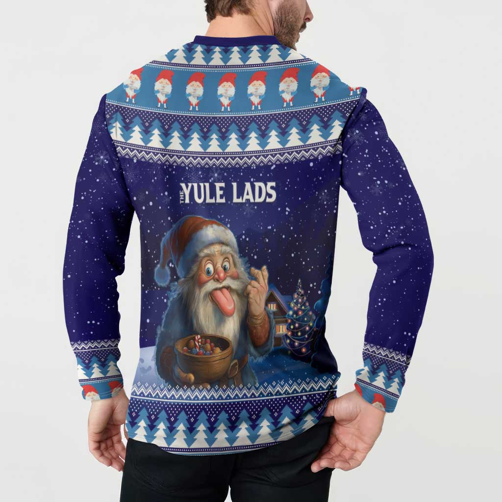 Iceland Christmas Askasleikir Button Sweatshirt The Yule Lads Bowl Licker - Wonder Print Shop