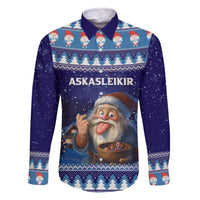 Iceland Christmas Askasleikir Family Matching Off The Shoulder Long Sleeve Dress and Hawaiian Shirt The Yule Lads Bowl Licker - Wonder Print Shop
