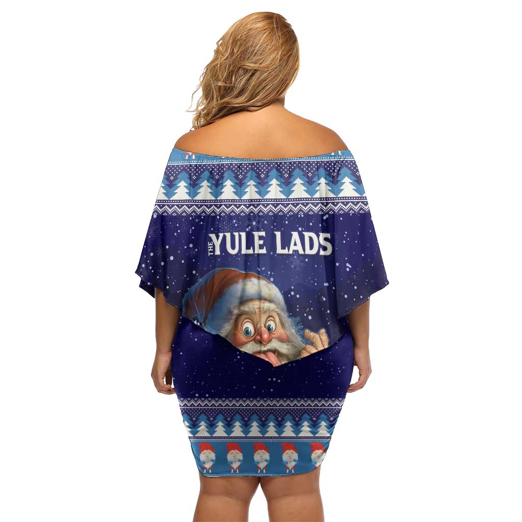 Iceland Christmas Askasleikir Family Matching Off Shoulder Short Dress and Hawaiian Shirt The Yule Lads Bowl Licker - Wonder Print Shop