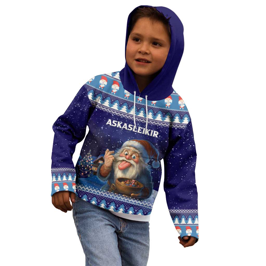 Iceland Christmas Askasleikir Kid Hoodie The Yule Lads Bowl Licker - Wonder Print Shop