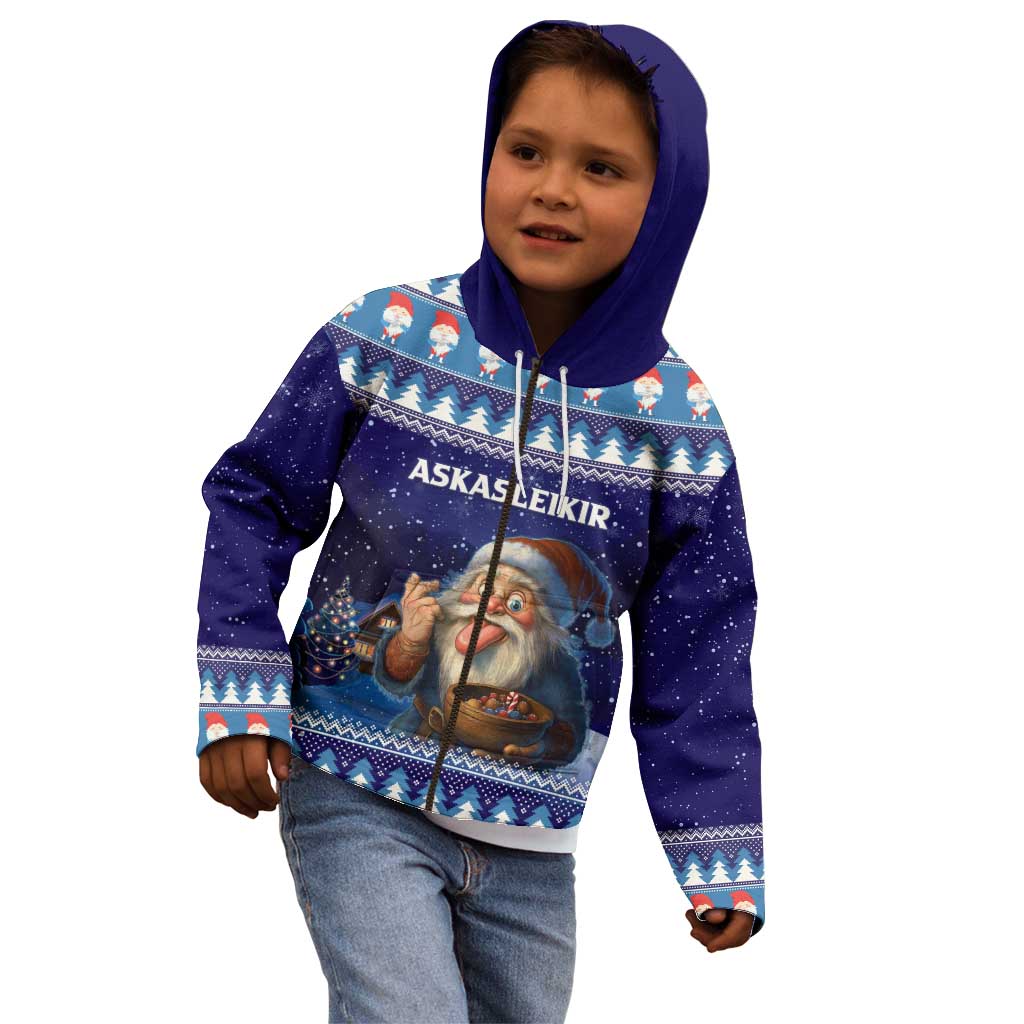 Iceland Christmas Askasleikir Kid Hoodie The Yule Lads Bowl Licker - Wonder Print Shop