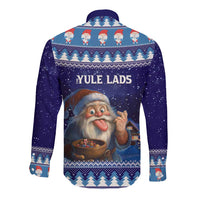 Iceland Christmas Askasleikir Long Sleeve Button Shirt The Yule Lads Bowl Licker - Wonder Print Shop
