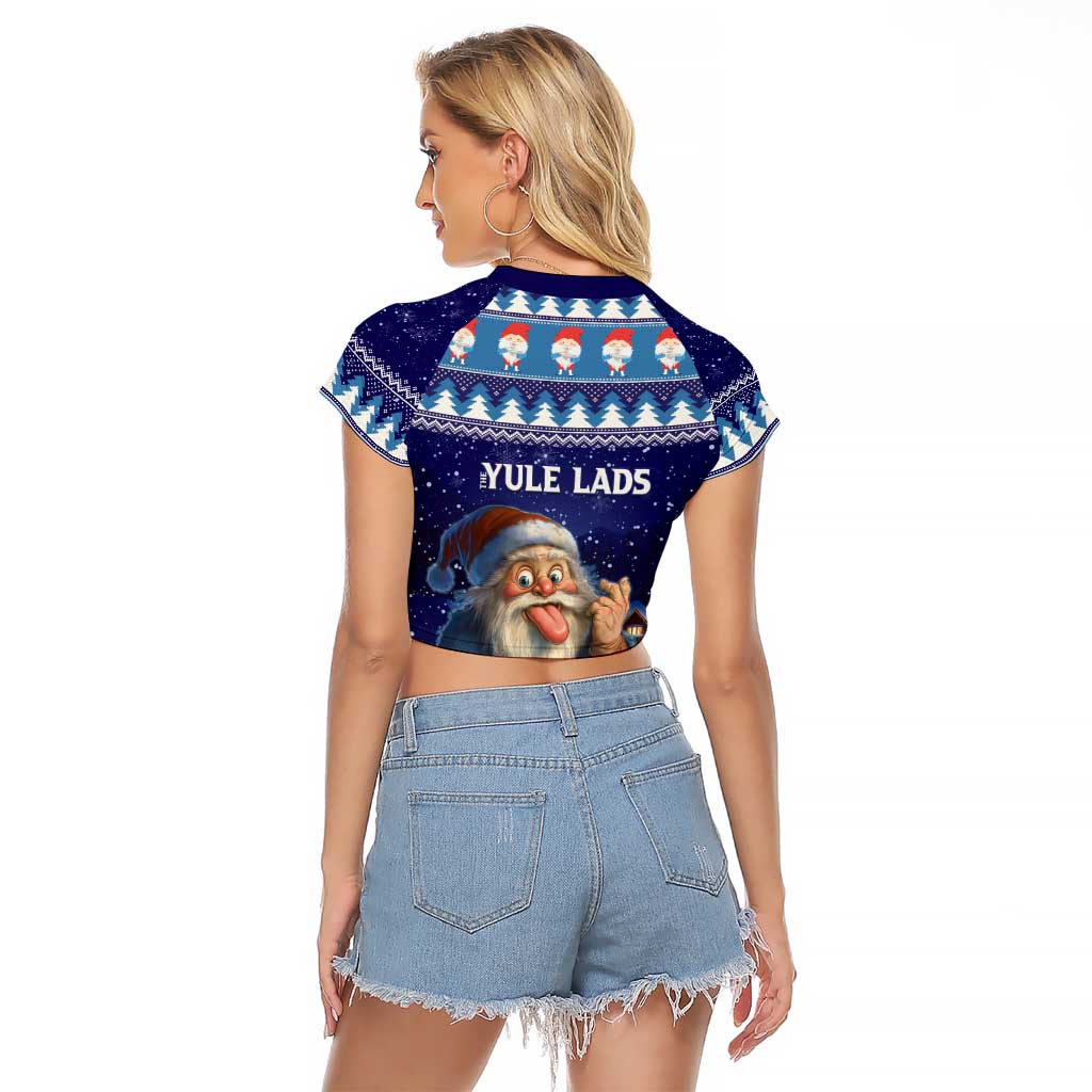 Iceland Christmas Askasleikir Raglan Cropped T Shirt The Yule Lads Bowl Licker - Wonder Print Shop
