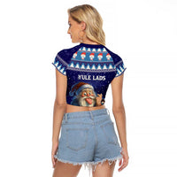 Iceland Christmas Askasleikir Raglan Cropped T Shirt The Yule Lads Bowl Licker - Wonder Print Shop