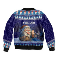 Iceland Christmas Askasleikir Sleeve Zip Bomber Jacket The Yule Lads Bowl Licker - Wonder Print Shop