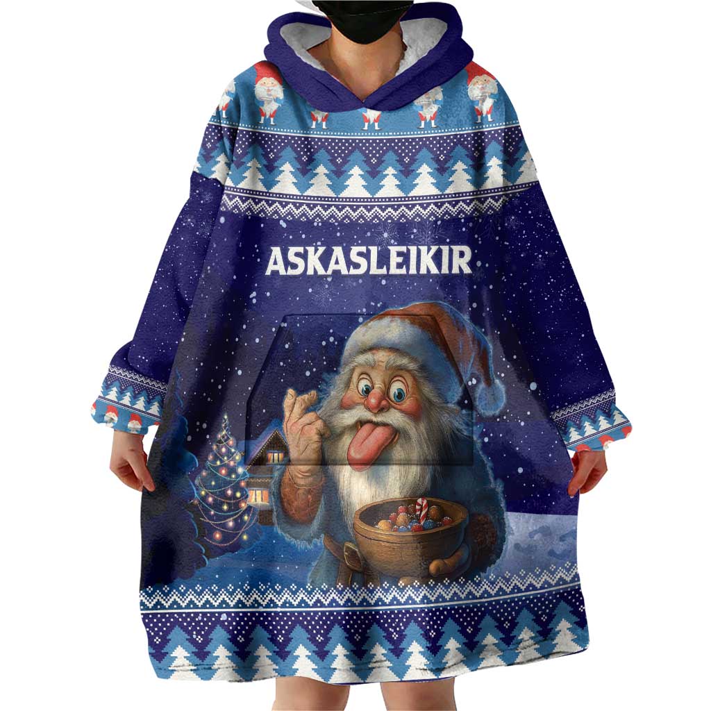 Iceland Christmas Askasleikir Wearable Blanket Hoodie The Yule Lads Bowl Licker - Wonder Print Shop