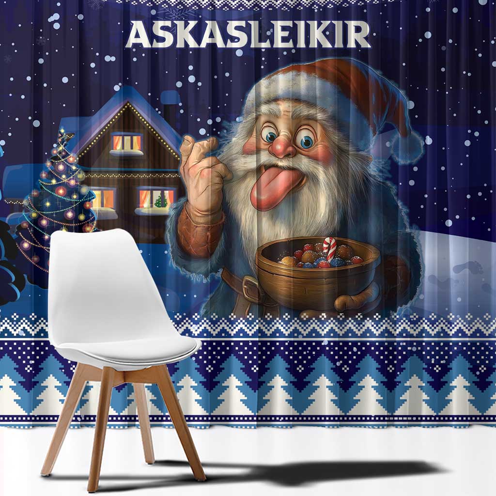 Iceland Christmas Askasleikir Window Curtain The Yule Lads Bowl Licker - Wonder Print Shop