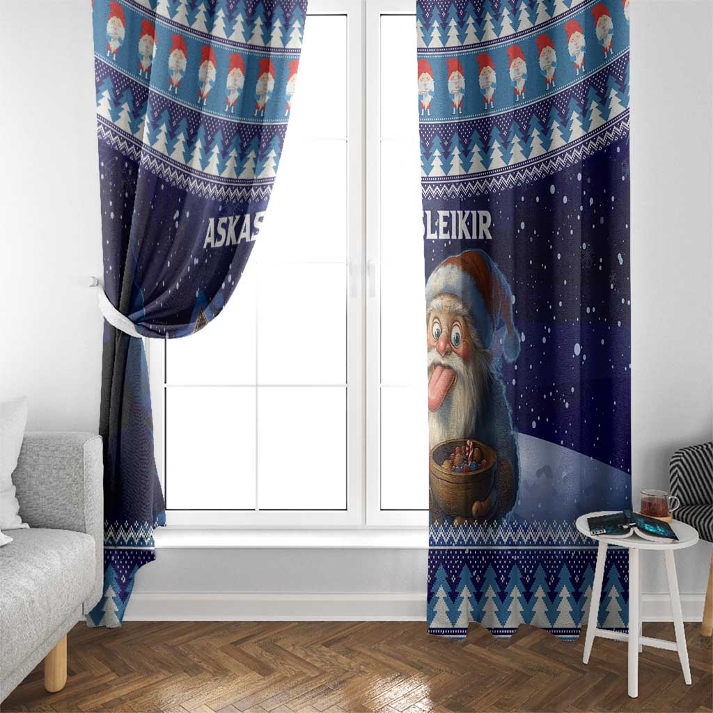 Iceland Christmas Askasleikir Window Curtain The Yule Lads Bowl Licker - Wonder Print Shop