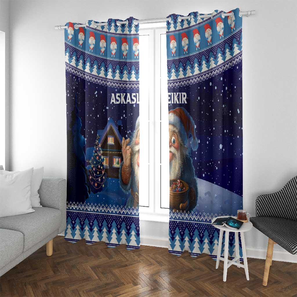 Iceland Christmas Askasleikir Window Curtain The Yule Lads Bowl Licker - Wonder Print Shop