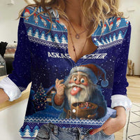 Iceland Christmas Askasleikir Women Casual Shirt The Yule Lads Bowl Licker - Wonder Print Shop