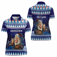 Iceland Christmas Askasleikir Women Polo Shirt The Yule Lads Bowl Licker - Wonder Print Shop