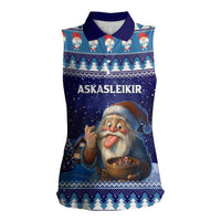 Iceland Christmas Askasleikir Women Sleeveless Polo Shirt The Yule Lads Bowl Licker - Wonder Print Shop