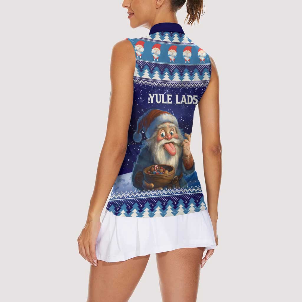 Iceland Christmas Askasleikir Women Sleeveless Polo Shirt The Yule Lads Bowl Licker - Wonder Print Shop