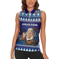 Iceland Christmas Askasleikir Women Sleeveless Polo Shirt The Yule Lads Bowl Licker - Wonder Print Shop