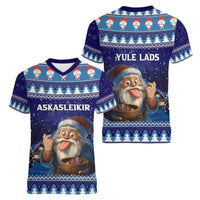 Iceland Christmas Askasleikir Women V-Neck T-Shirt The Yule Lads Bowl Licker - Wonder Print Shop