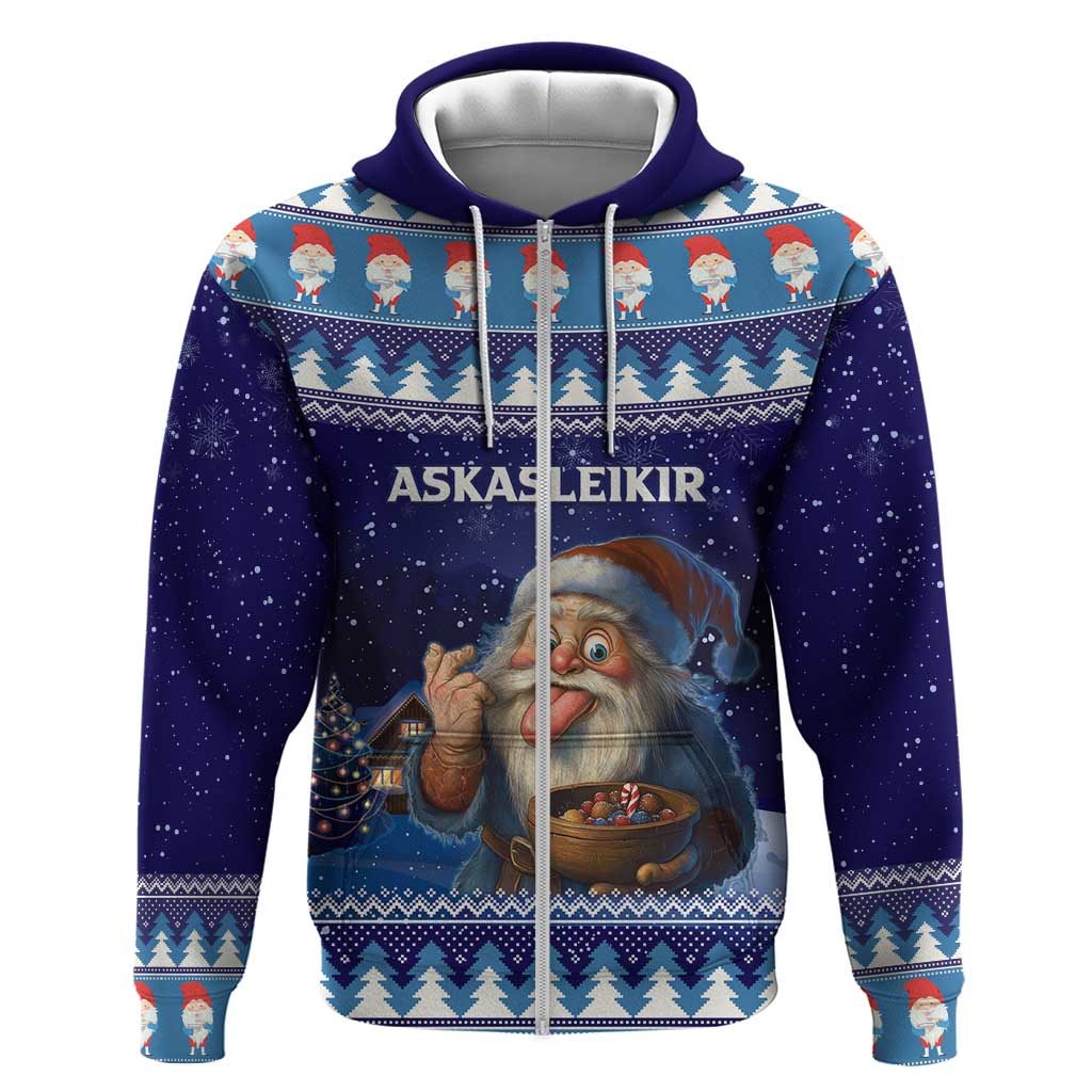 Iceland Christmas Askasleikir Zip Hoodie The Yule Lads Bowl Licker - Wonder Print Shop