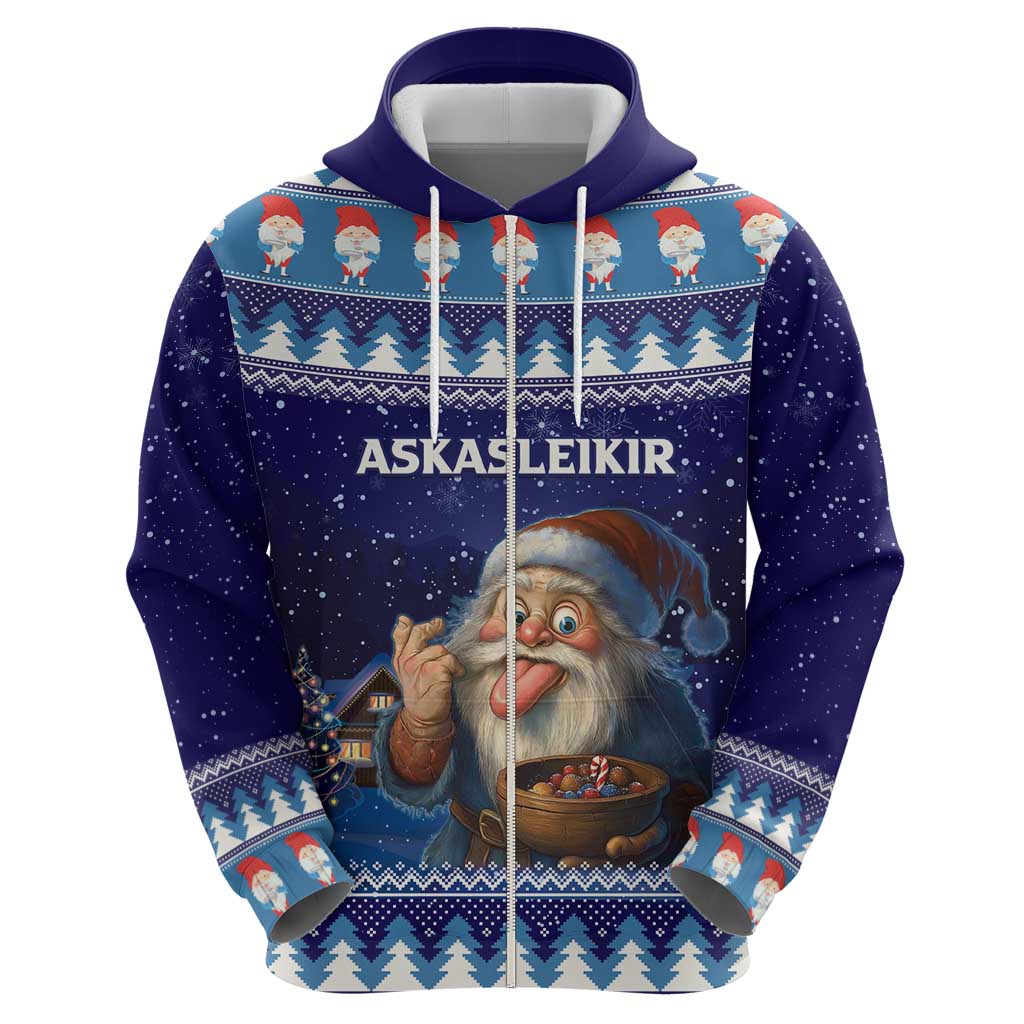 Iceland Christmas Askasleikir Zip Hoodie The Yule Lads Bowl Licker - Wonder Print Shop