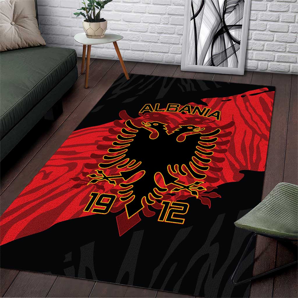 Albania Independence Day Area Rug Albanian Eagle - Grunge Style - Wonder Print Shop
