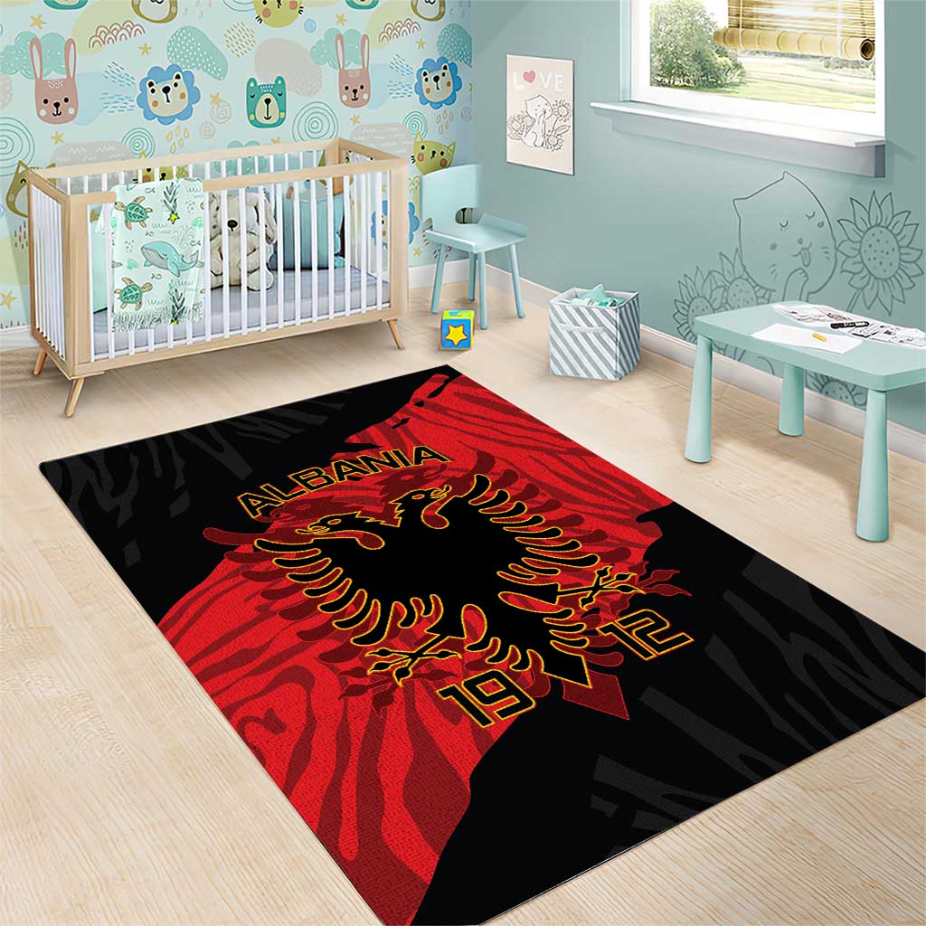 Albania Independence Day Area Rug Albanian Eagle - Grunge Style - Wonder Print Shop