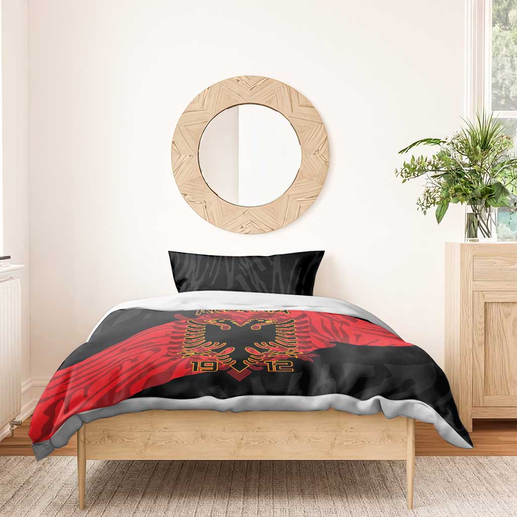 Albania Independence Day Bedding Set Albanian Eagle - Grunge Style - Wonder Print Shop