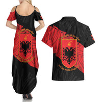 Albania Independence Day Couples Matching Summer Maxi Dress and Hawaiian Shirt Albanian Eagle - Grunge Style - Wonder Print Shop