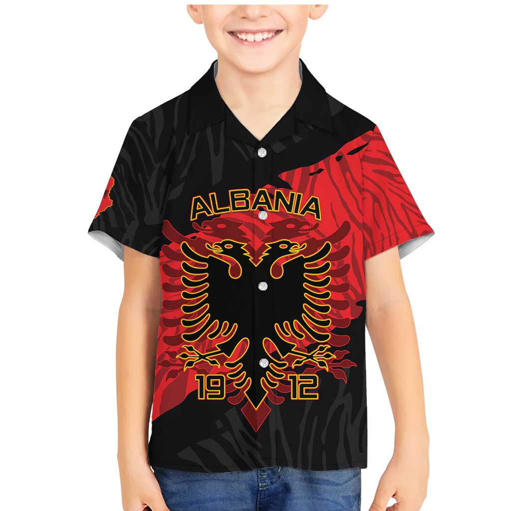 Albania Independence Day Family Matching Mermaid Dress and Hawaiian Shirt Albanian Eagle - Grunge Style - Wonder Print Shop