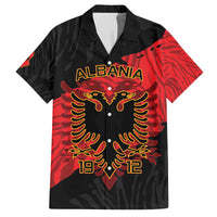 Albania Independence Day Family Matching Off The Shoulder Long Sleeve Dress and Hawaiian Shirt Albanian Eagle - Grunge Style - Wonder Print Shop