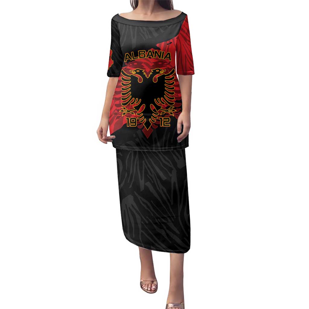 Albania Independence Day Family Matching Puletasi and Hawaiian Shirt Albanian Eagle - Grunge Style - Wonder Print Shop