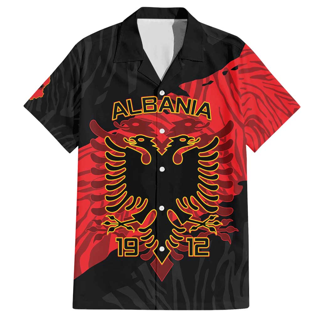 Albania Independence Day Family Matching Short Sleeve Bodycon Dress and Hawaiian Shirt Albanian Eagle - Grunge Style - Wonder Print Shop