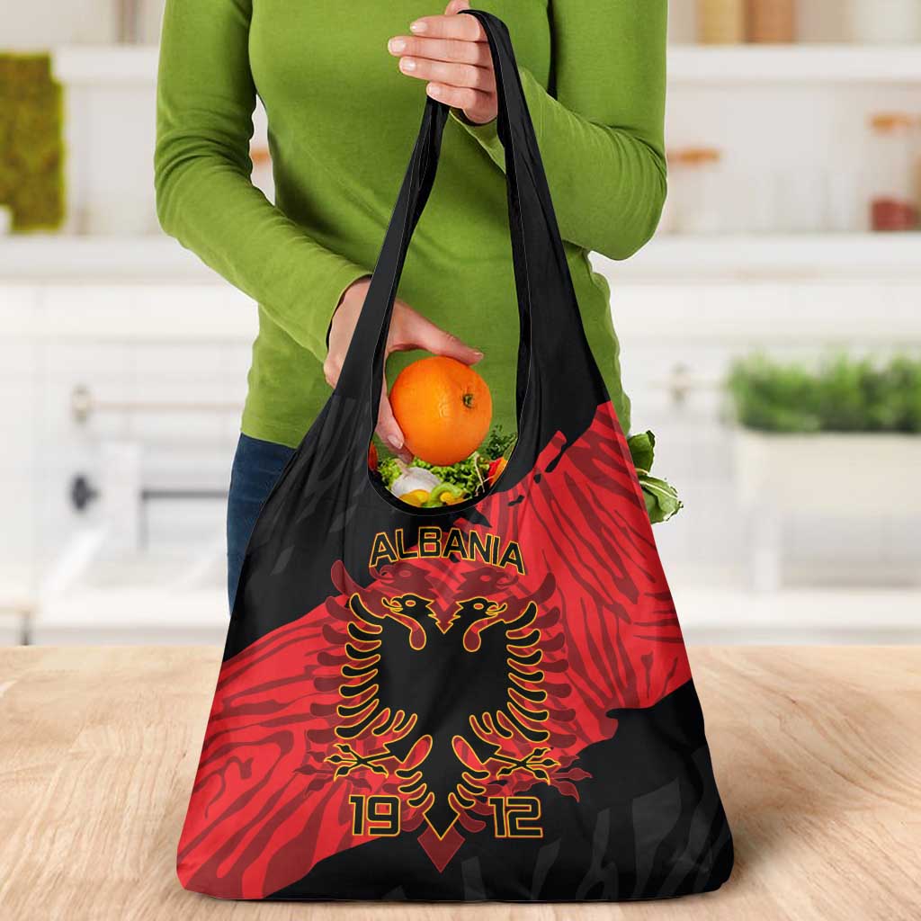 Albania Independence Day Grocery Bag Albanian Eagle - Grunge Style