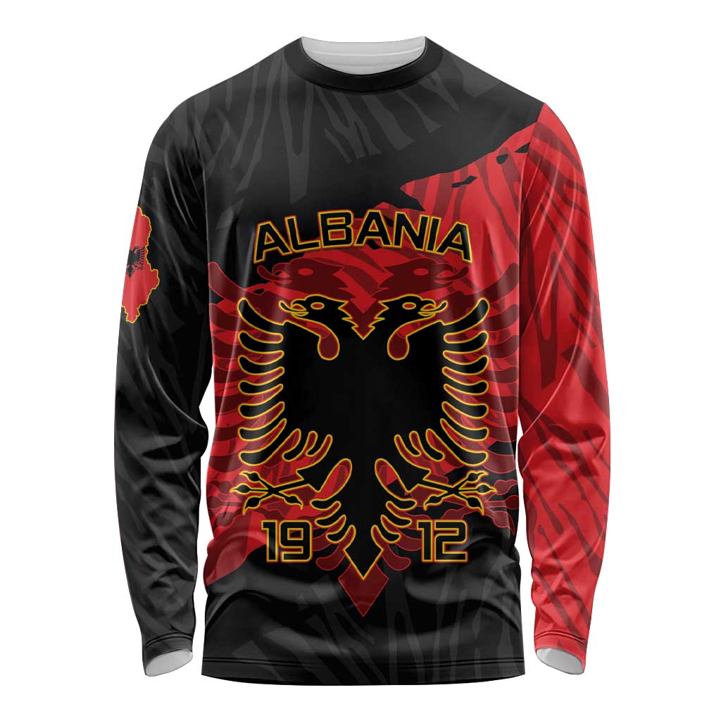 Albania Independence Day Long Sleeve Shirt Albanian Eagle - Grunge Style - Wonder Print Shop