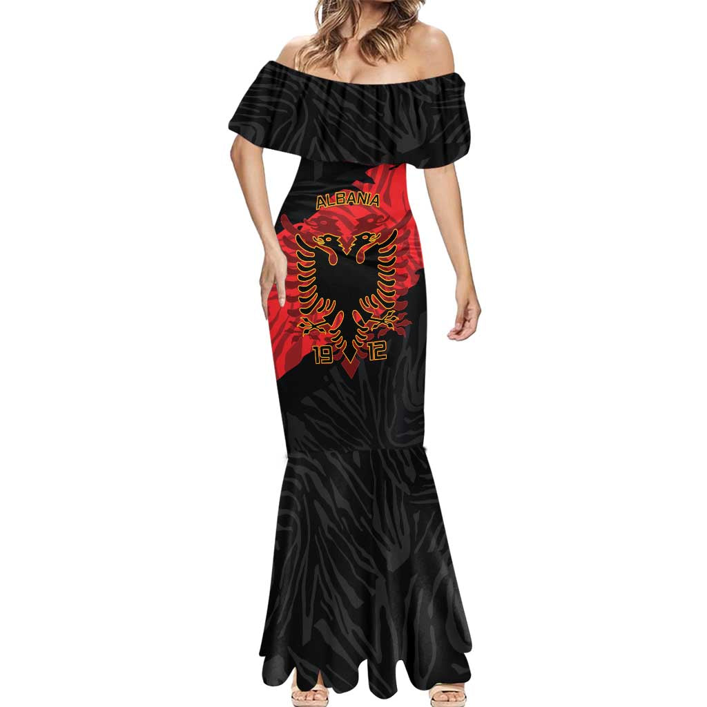 Albania Independence Day Mermaid Dress Albanian Eagle - Grunge Style - Wonder Print Shop