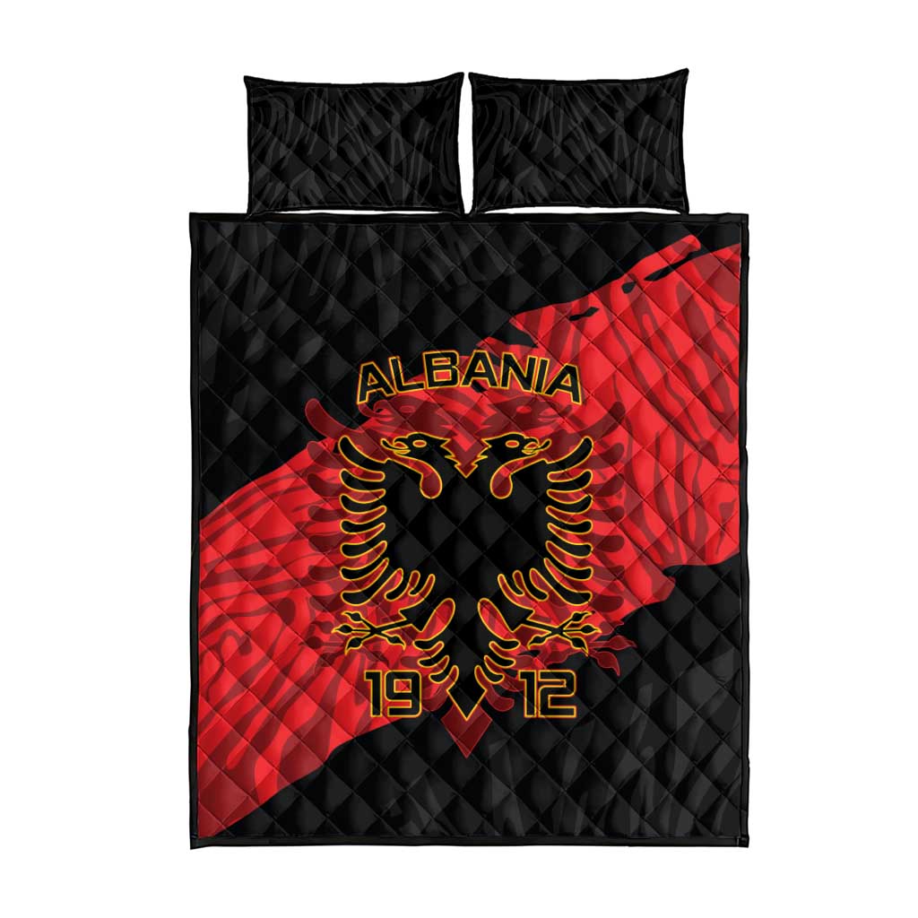 Albania Independence Day Quilt Bed Set Albanian Eagle - Grunge Style - Wonder Print Shop