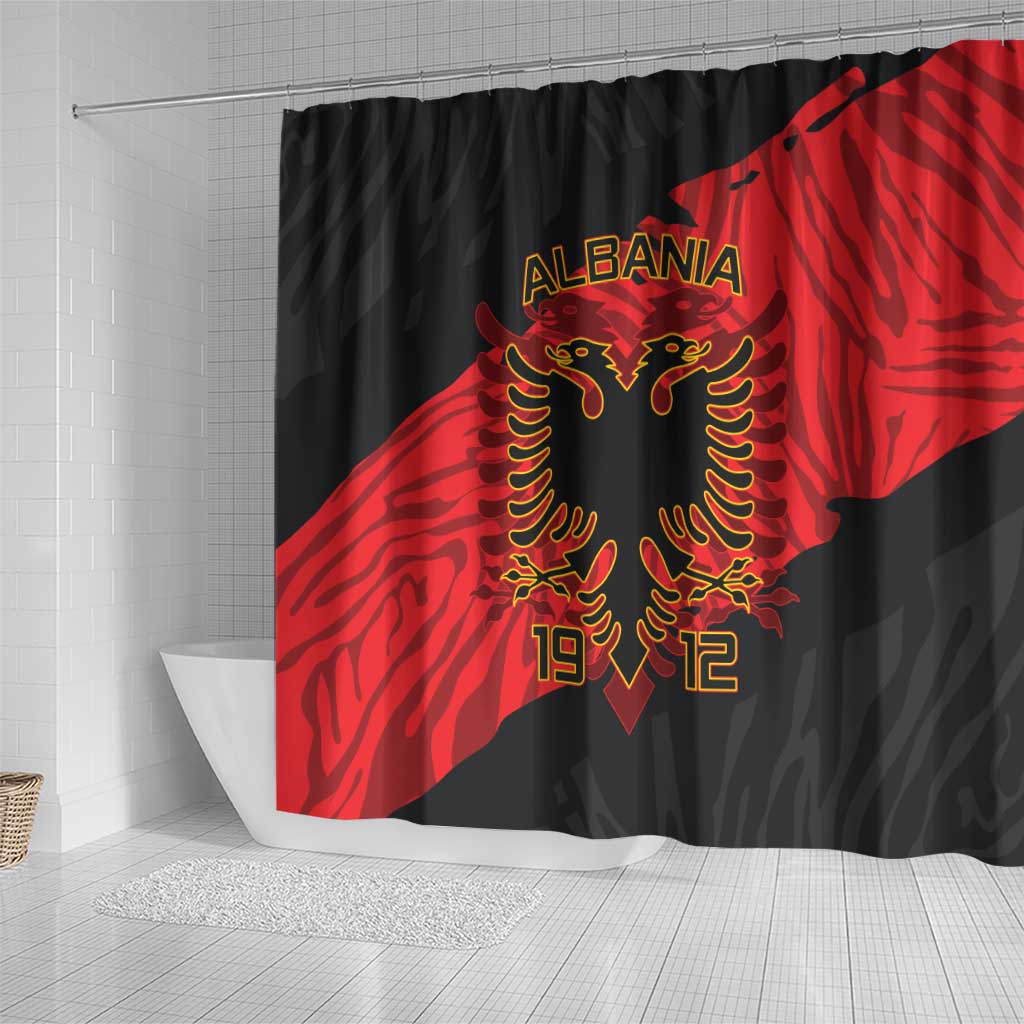 Albania Independence Day Shower Curtain Albanian Eagle - Grunge Style