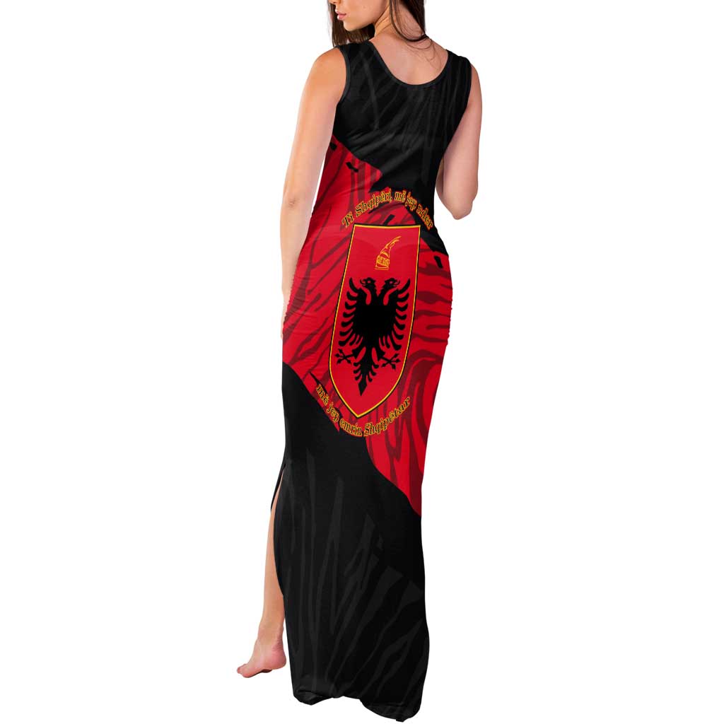 Albania Independence Day Tank Maxi Dress Albanian Eagle - Grunge Style - Wonder Print Shop