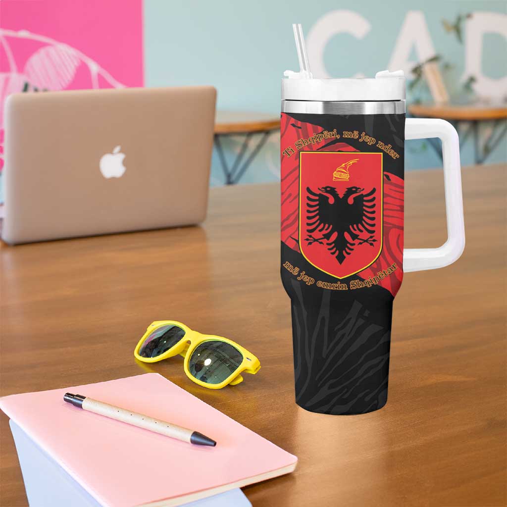 Albania Independence Day Tumbler With Handle Albanian Eagle - Grunge Style - Wonder Print Shop