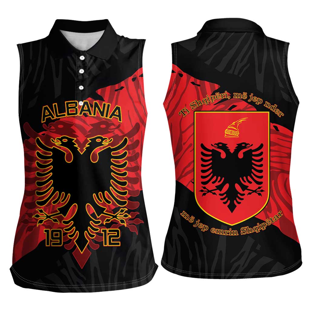 Albania Independence Day Women Sleeveless Polo Shirt Albanian Eagle - Grunge Style - Wonder Print Shop