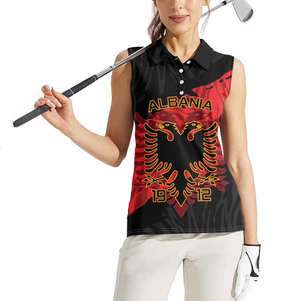 Albania Independence Day Women Sleeveless Polo Shirt Albanian Eagle - Grunge Style - Wonder Print Shop