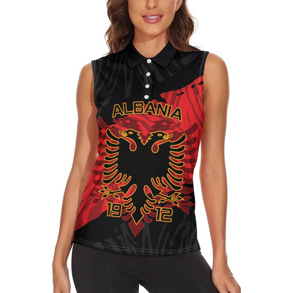 Albania Independence Day Women Sleeveless Polo Shirt Albanian Eagle - Grunge Style - Wonder Print Shop