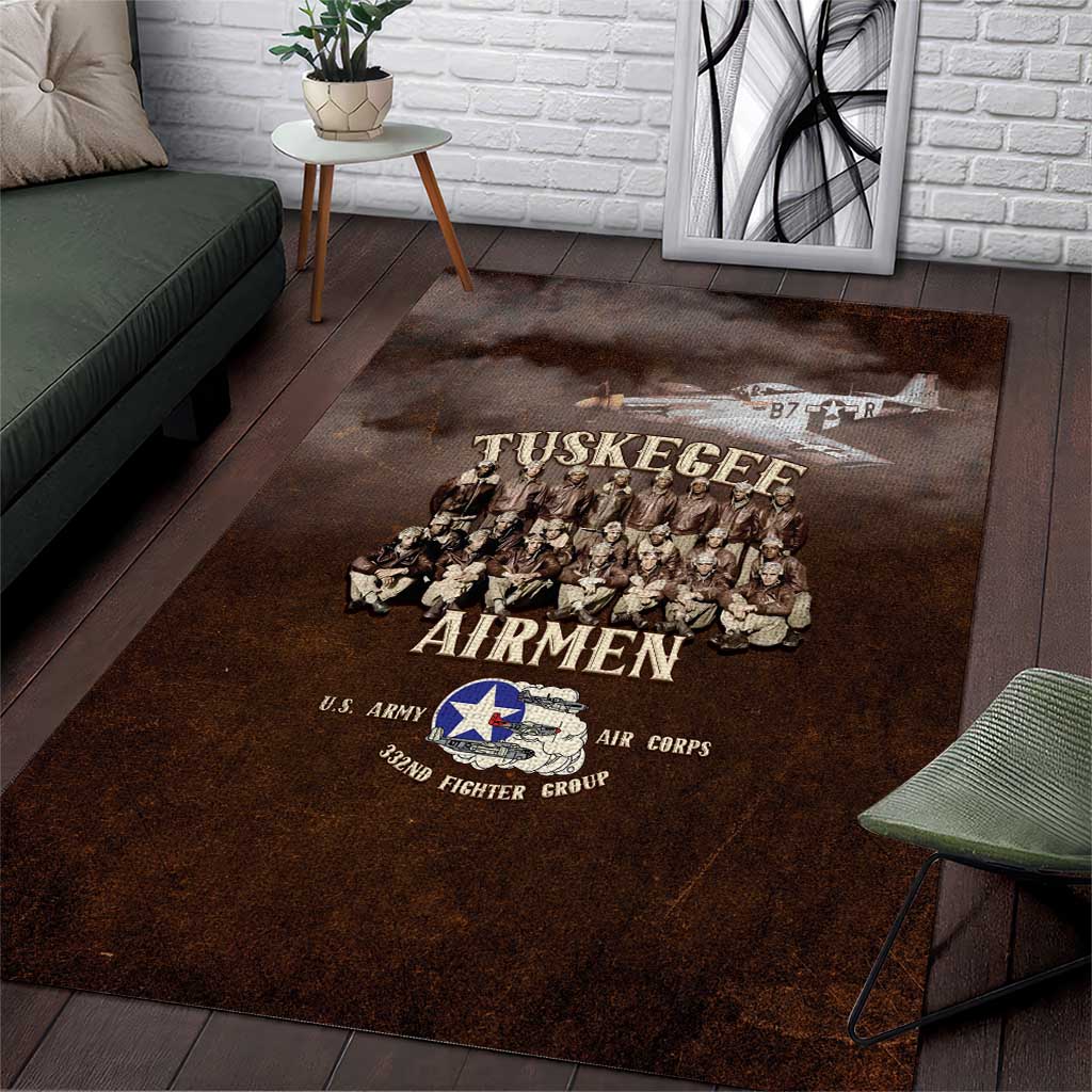 Remembering Tuskegee Airmen Area Rug Heroes of the 332nd Squadron Retro Style - Wonder Print Shop