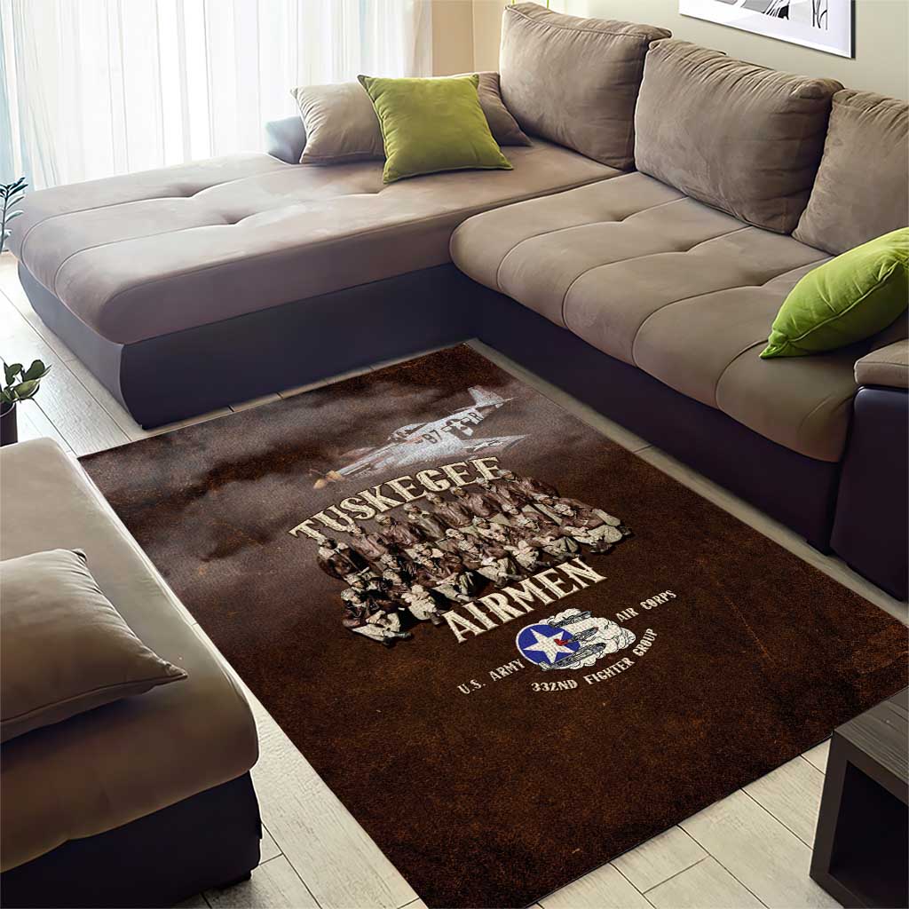 Remembering Tuskegee Airmen Area Rug Heroes of the 332nd Squadron Retro Style - Wonder Print Shop