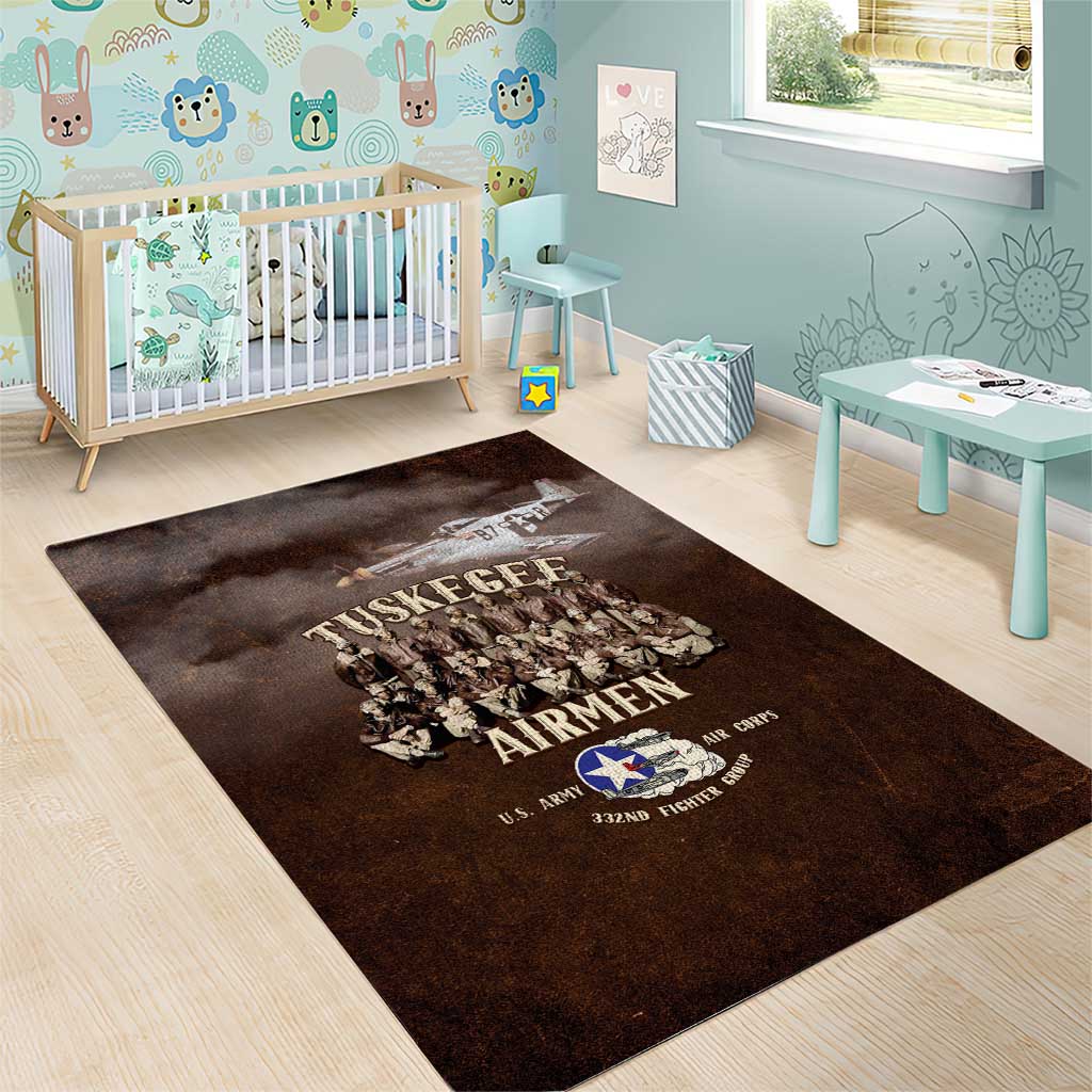 Remembering Tuskegee Airmen Area Rug Heroes of the 332nd Squadron Retro Style - Wonder Print Shop
