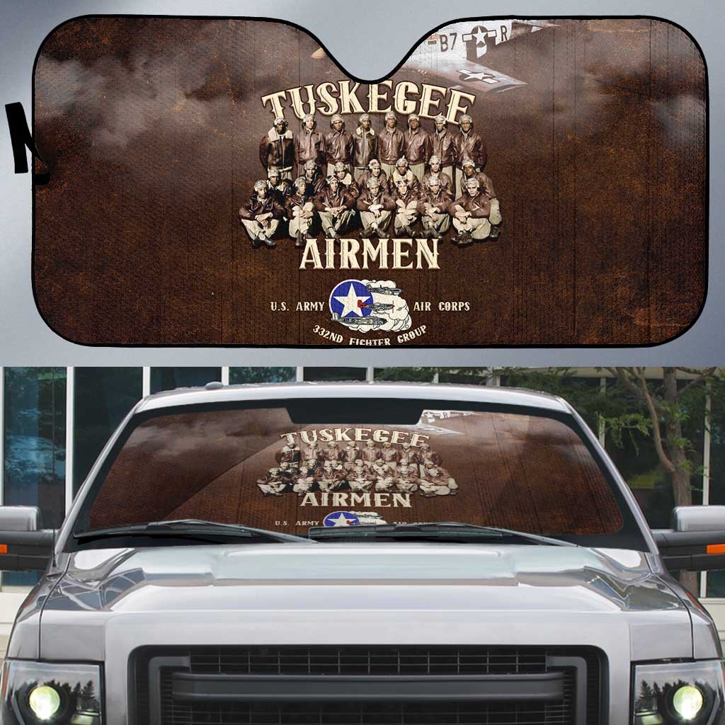 Remembering Tuskegee Airmen Auto Sun Shade Heroes of the 332nd Squadron Retro Style - Wonder Print Shop