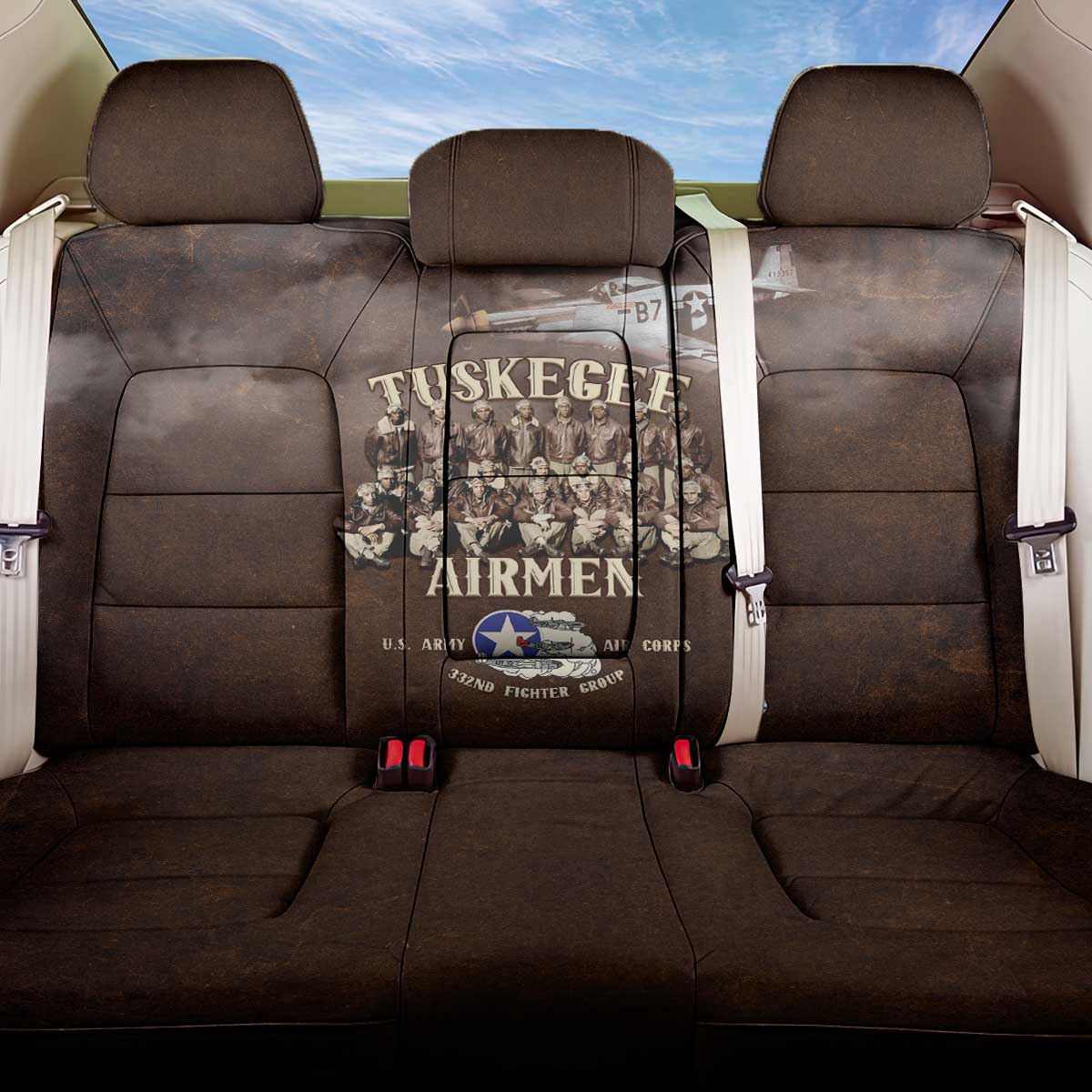 Remembering Tuskegee Airmen Back Car Seat Cover Heroes of the 332nd Squadron Retro Style - Wonder Print Shop